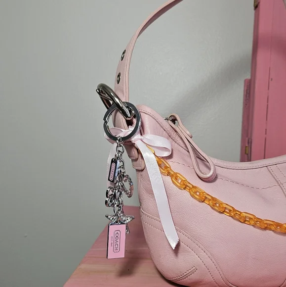 Soho 9541 Baby Pink Leather Bag Hobo Shoulder Handbag Purse Pochette Bague - Picture 3 of 9